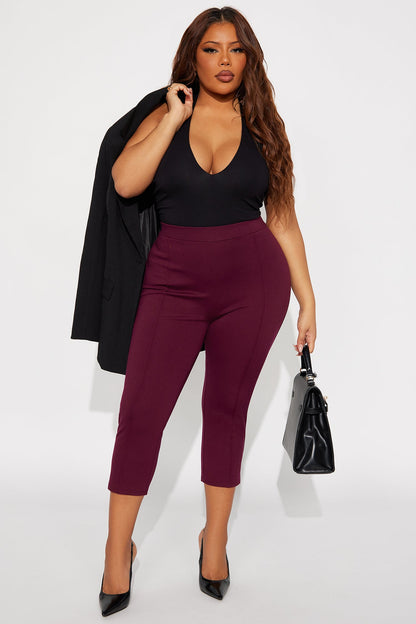 Daniella Pintuck Ponte Capri Legging - Burgundy