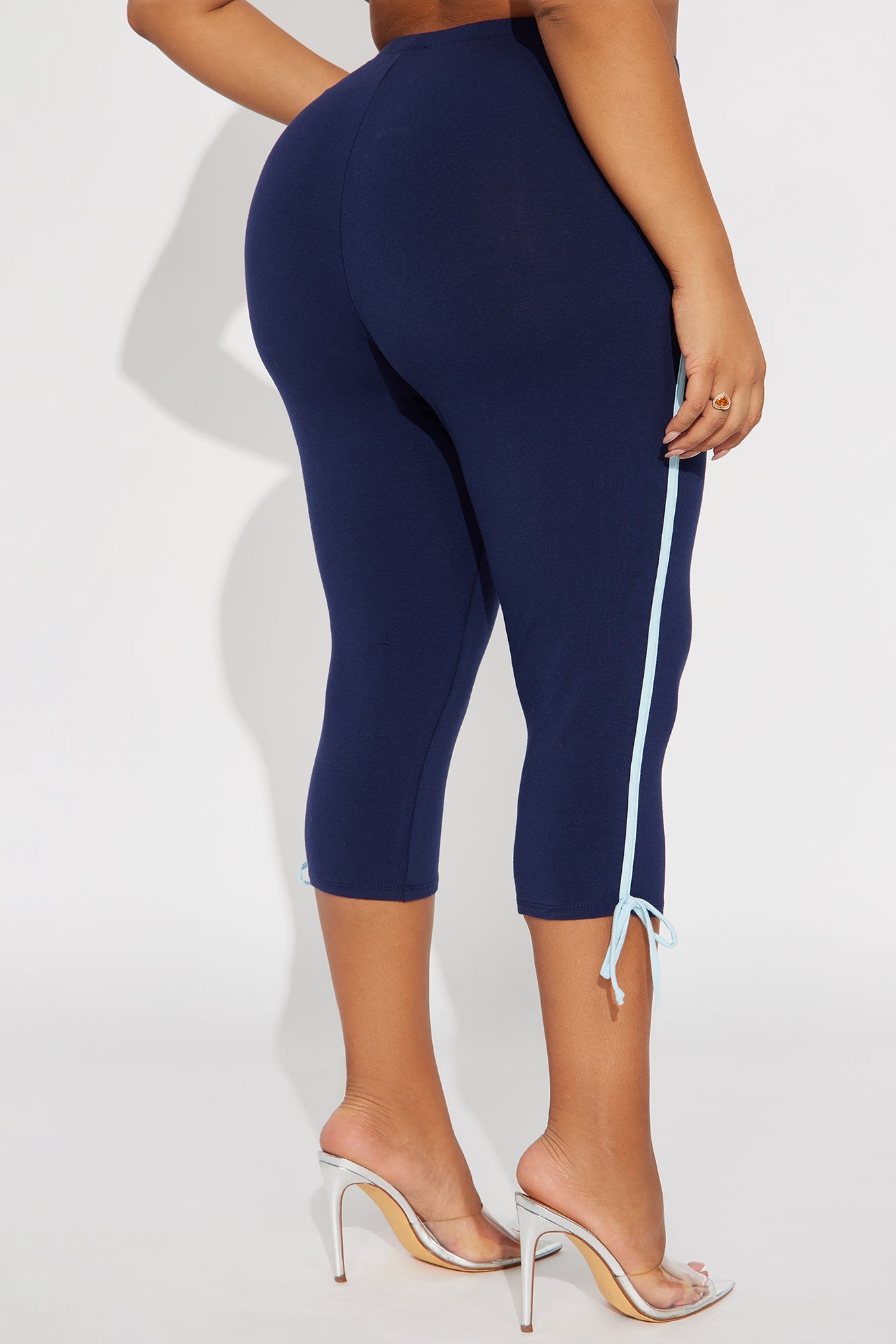Lana Striped Capri Legging - Navy