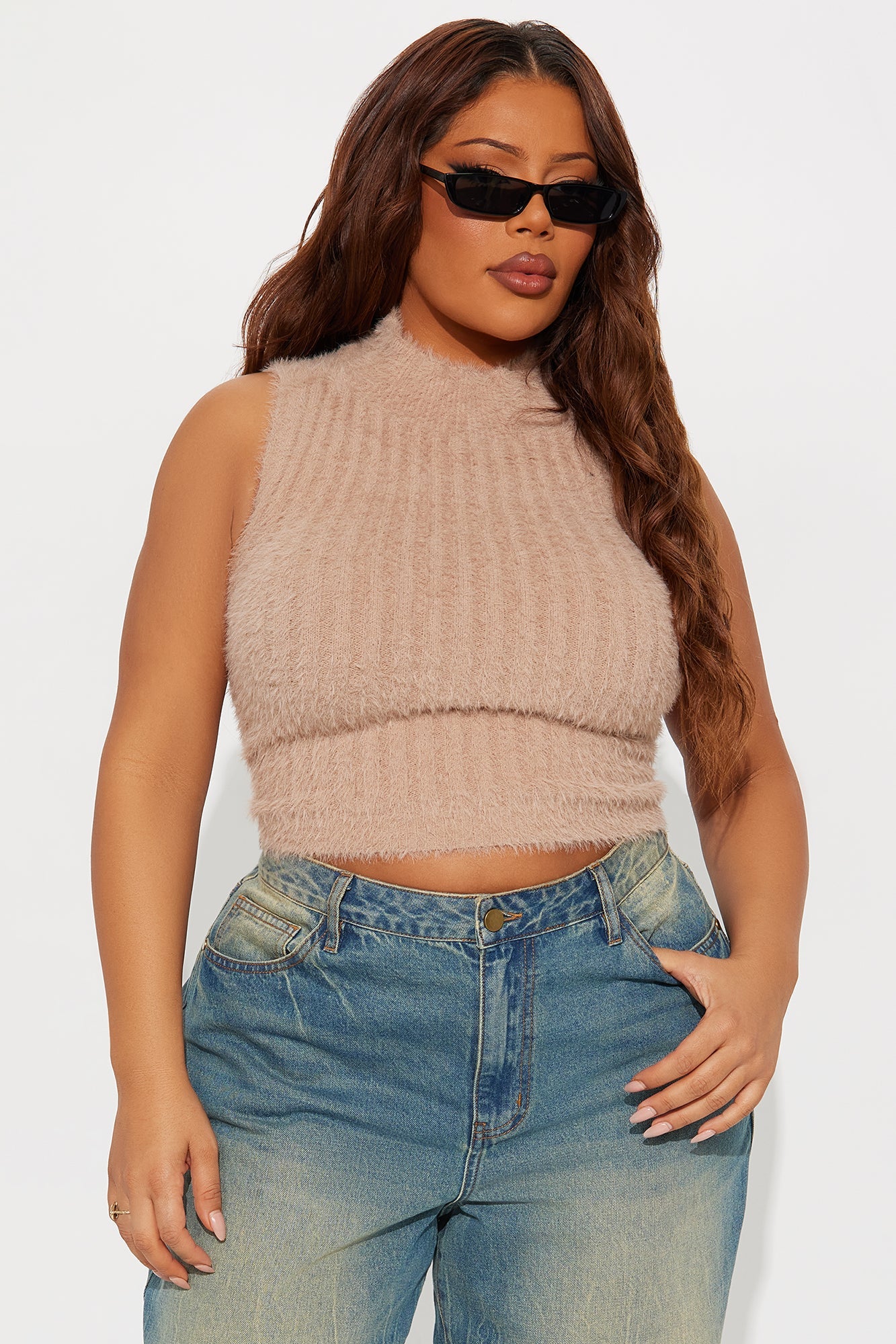 Soft Touch Fuzzy Sweater - Taupe