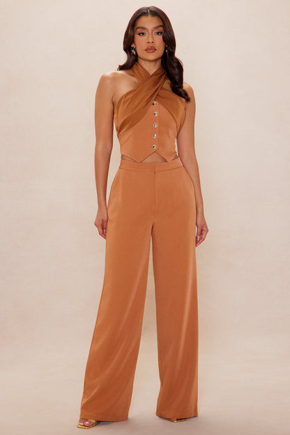 Clarice Wide Leg Pant Set - Rust