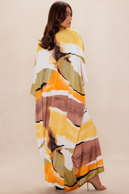 Rena Embellished Satin Maxi Dress - Yellow/combo