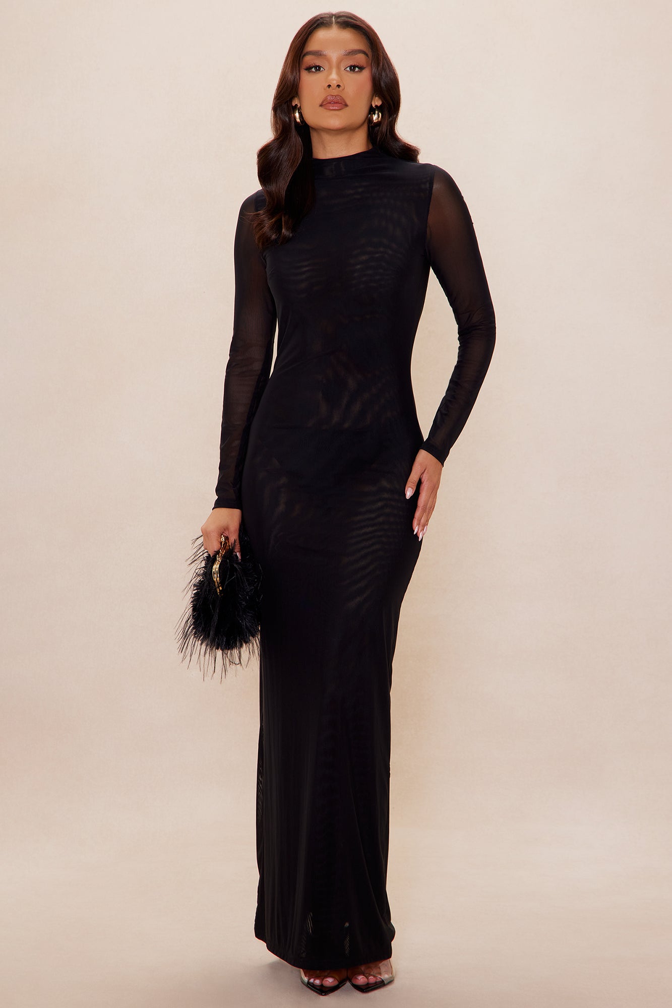 Valentina Mesh Maxi Dress - Black