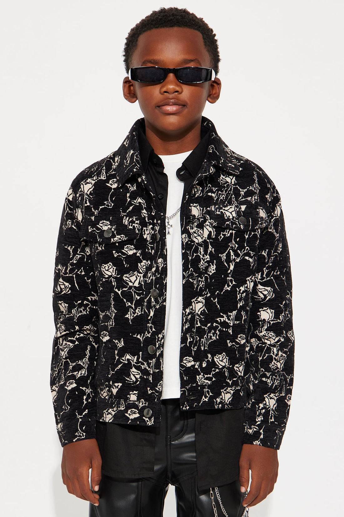 Mini Wild Rose Tapestry Trucker Jacket - Black/combo