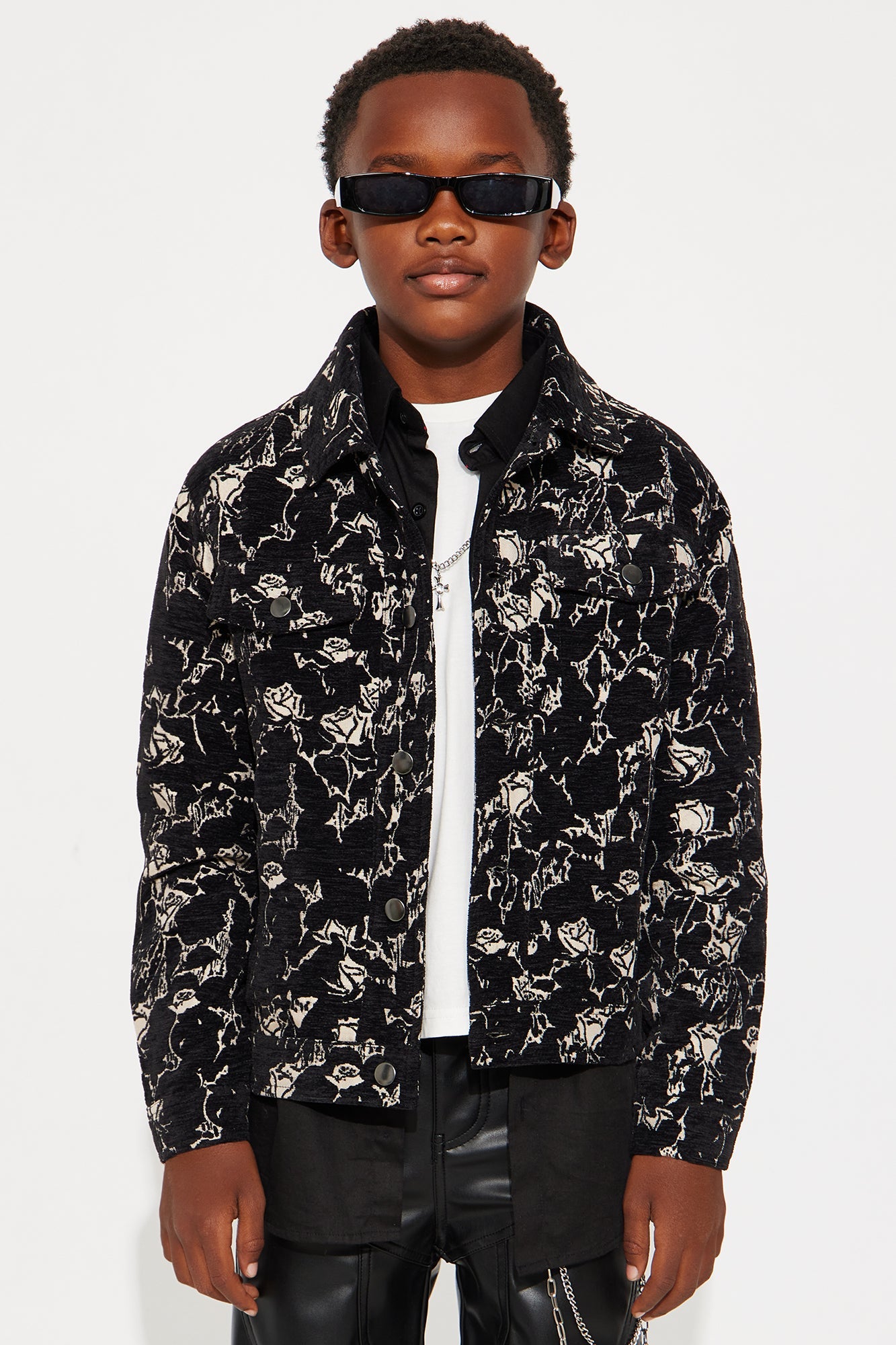 Mini Wild Rose Tapestry Trucker Jacket - Black/combo