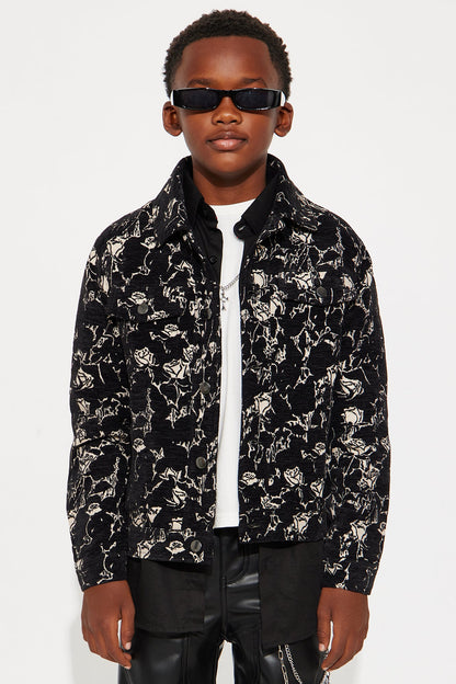 Mini Wild Rose Tapestry Trucker Jacket - Black/combo