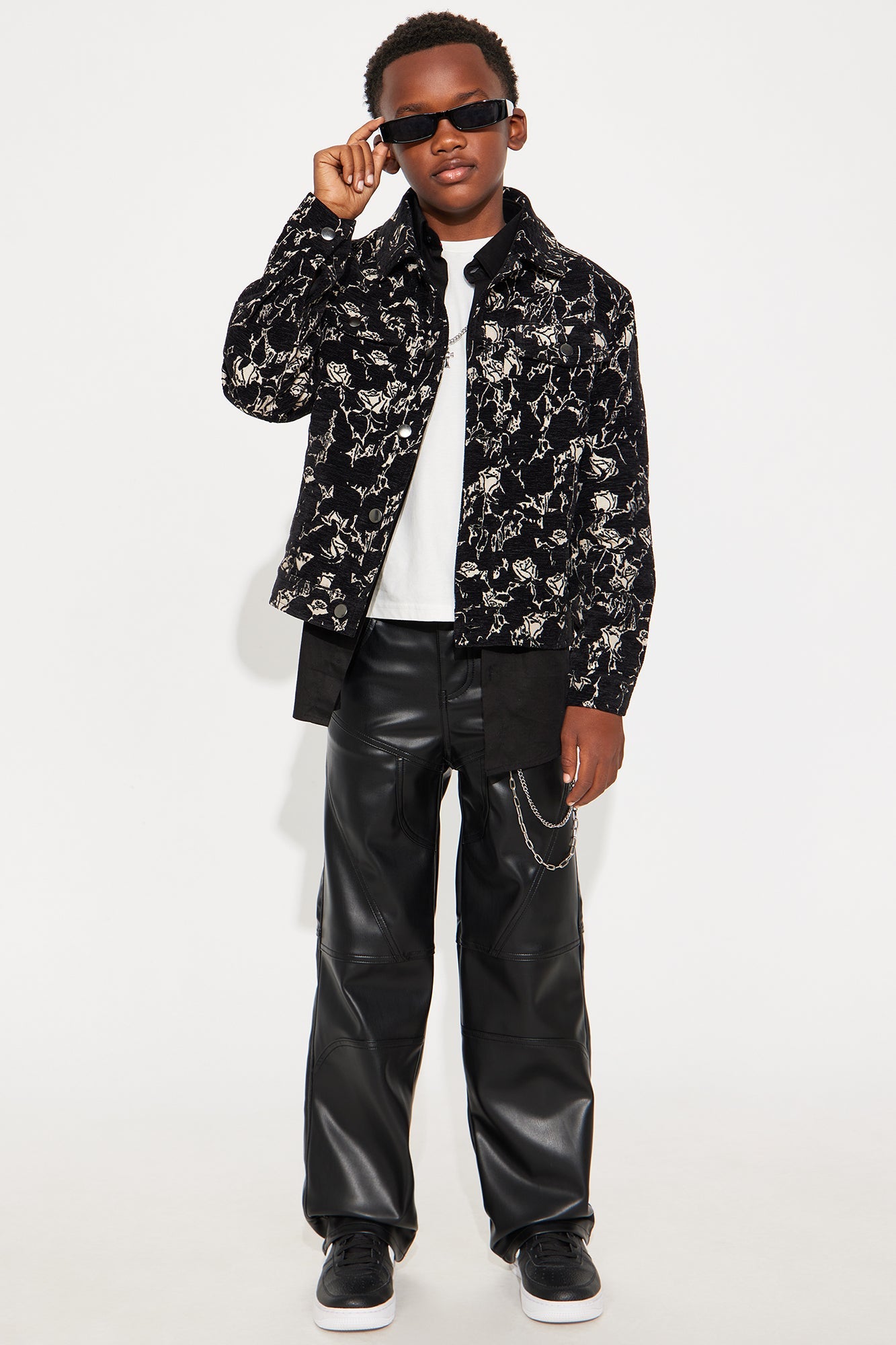 Mini Wild Rose Tapestry Trucker Jacket - Black/combo