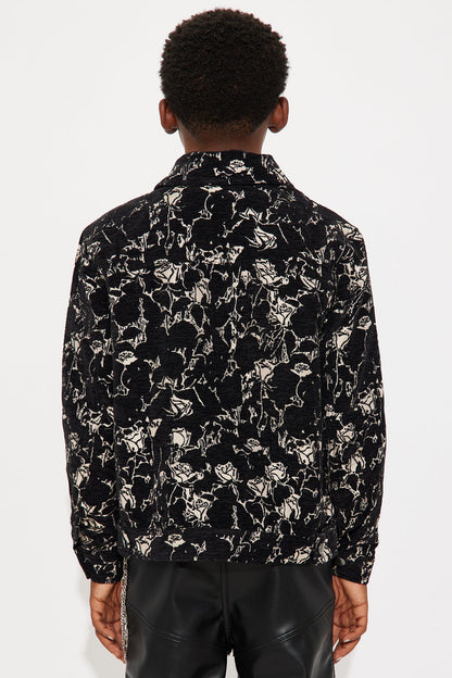 Mini Wild Rose Tapestry Trucker Jacket - Black/combo