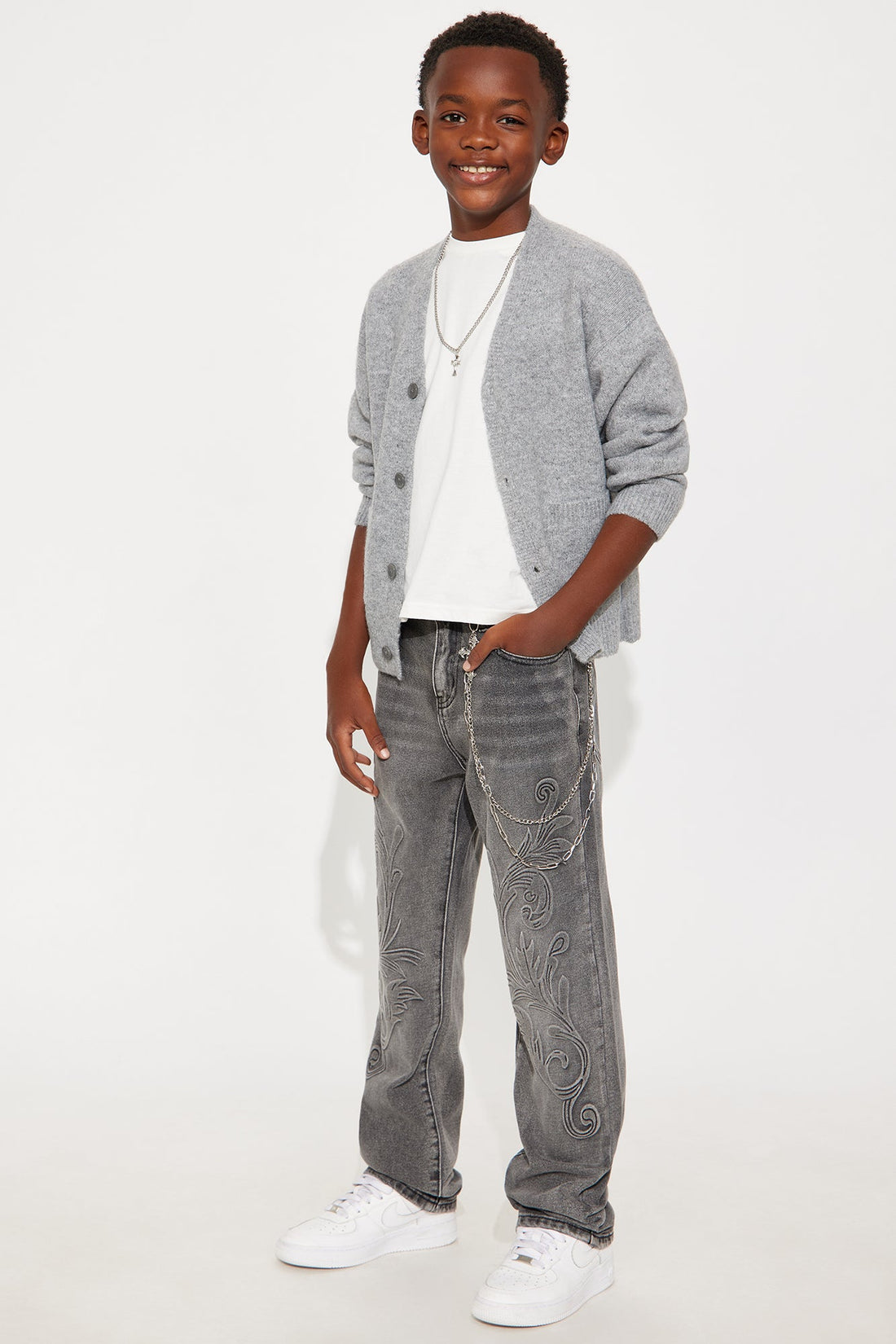 Mini Julian Embossed Skinny Jeans - Dark Wash