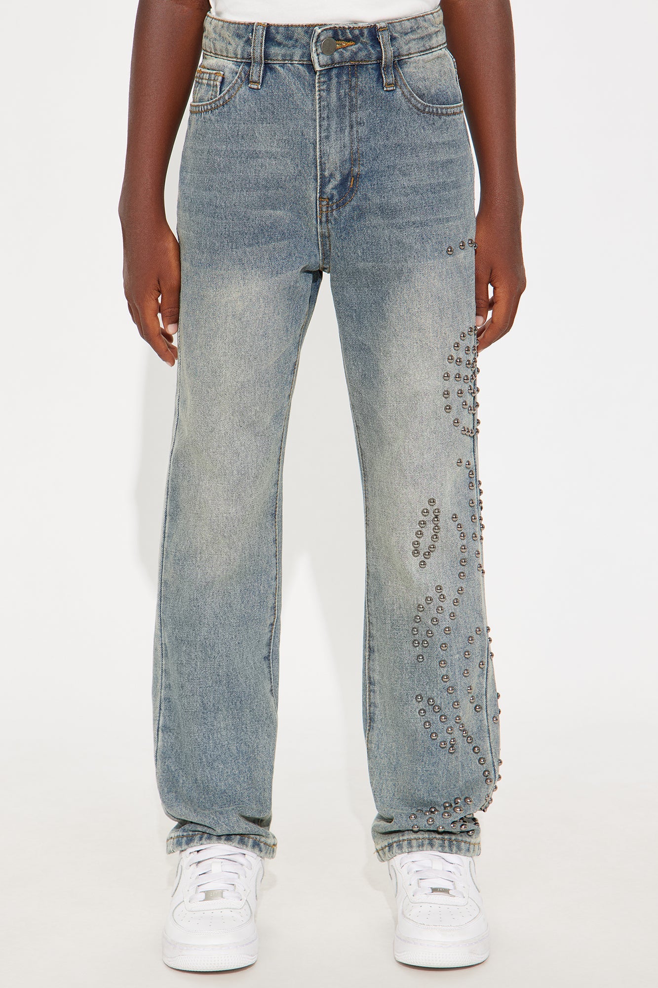 Mini Relaxed Straight Sunshine Studs Jeans - Vintage Blue Wash