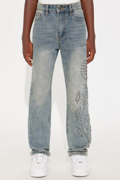 Mini Relaxed Straight Sunshine Studs Jeans - Vintage Blue Wash
