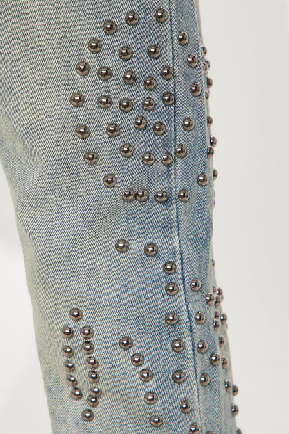 Mini Relaxed Straight Sunshine Studs Jeans - Vintage Blue Wash