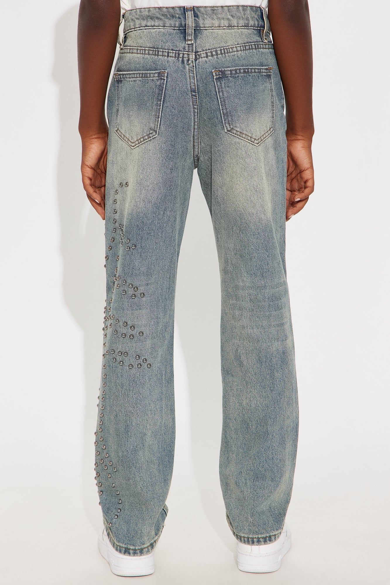 Mini Relaxed Straight Sunshine Studs Jeans - Vintage Blue Wash