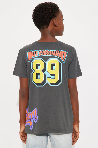 Mini Bart Simpson Aye Carumba Front/Back Short Sleeve Tee - Charcoal