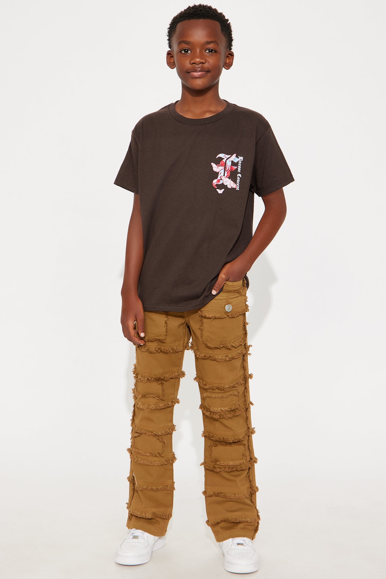 Mini Cameron Distressed Twill Pants - Dark Brown