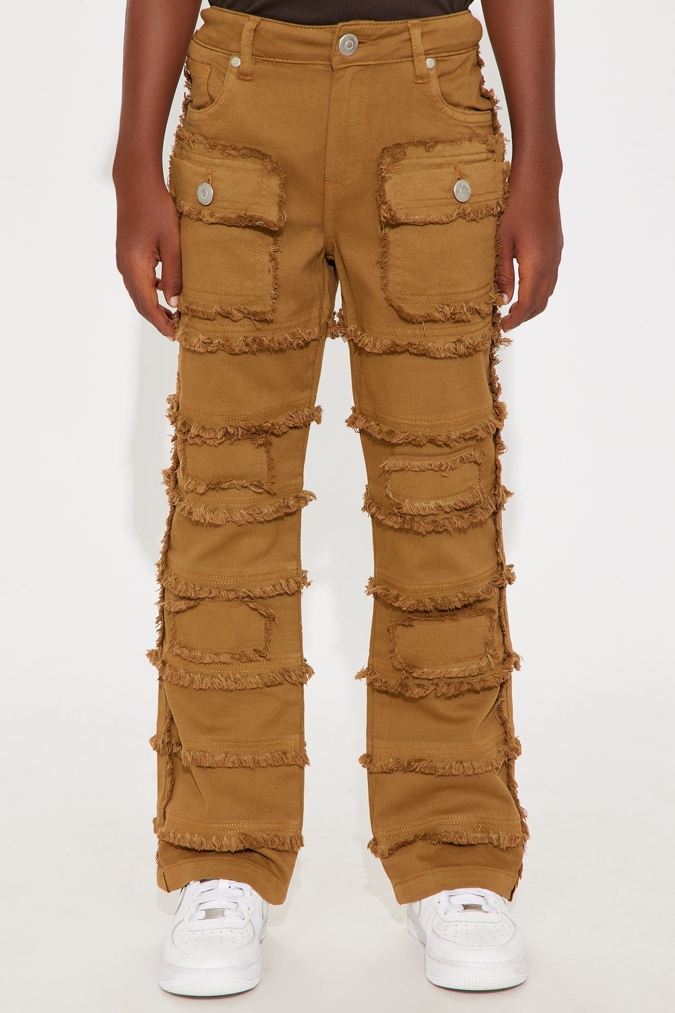 Mini Cameron Distressed Twill Pants - Dark Brown