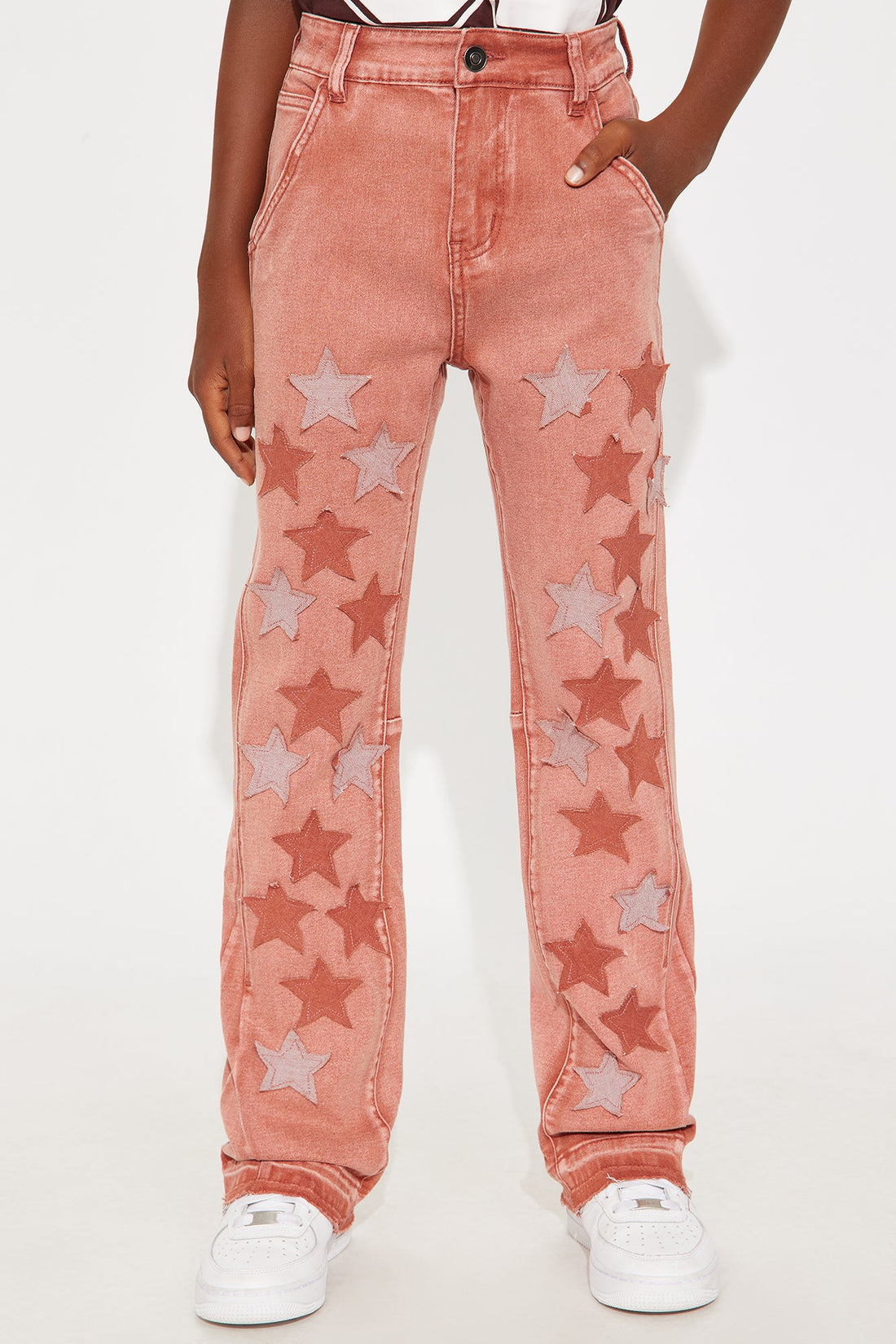 Mini Seeing Stars Skinny Flare Jeans - Rust