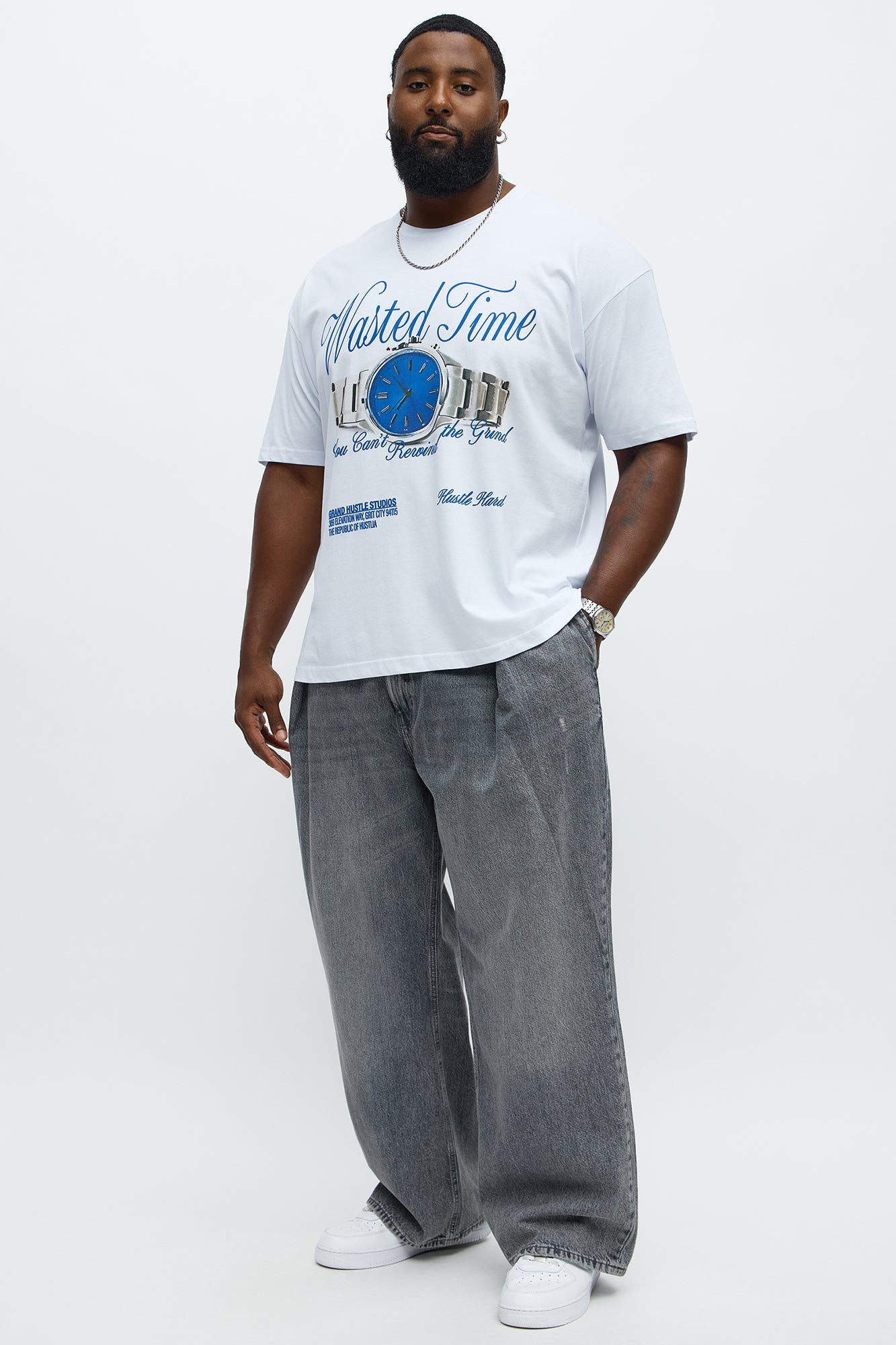 Stop Wasting Time Hustle Short Sleeve Tee - White