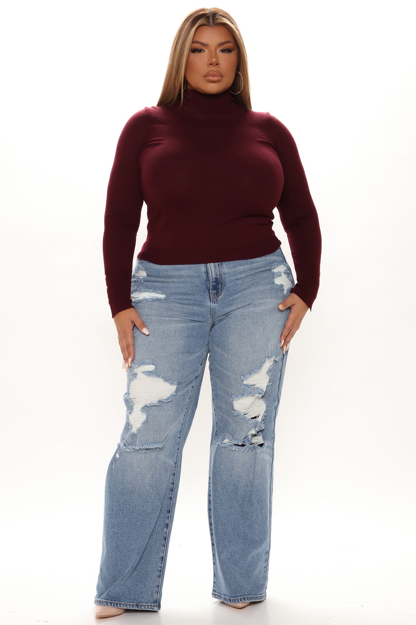 Meet Me Somewhere Turtle Neck Sweater - Wine