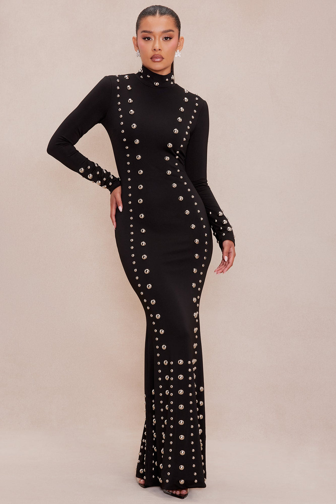 Vixen Studded Maxi Dress - Black