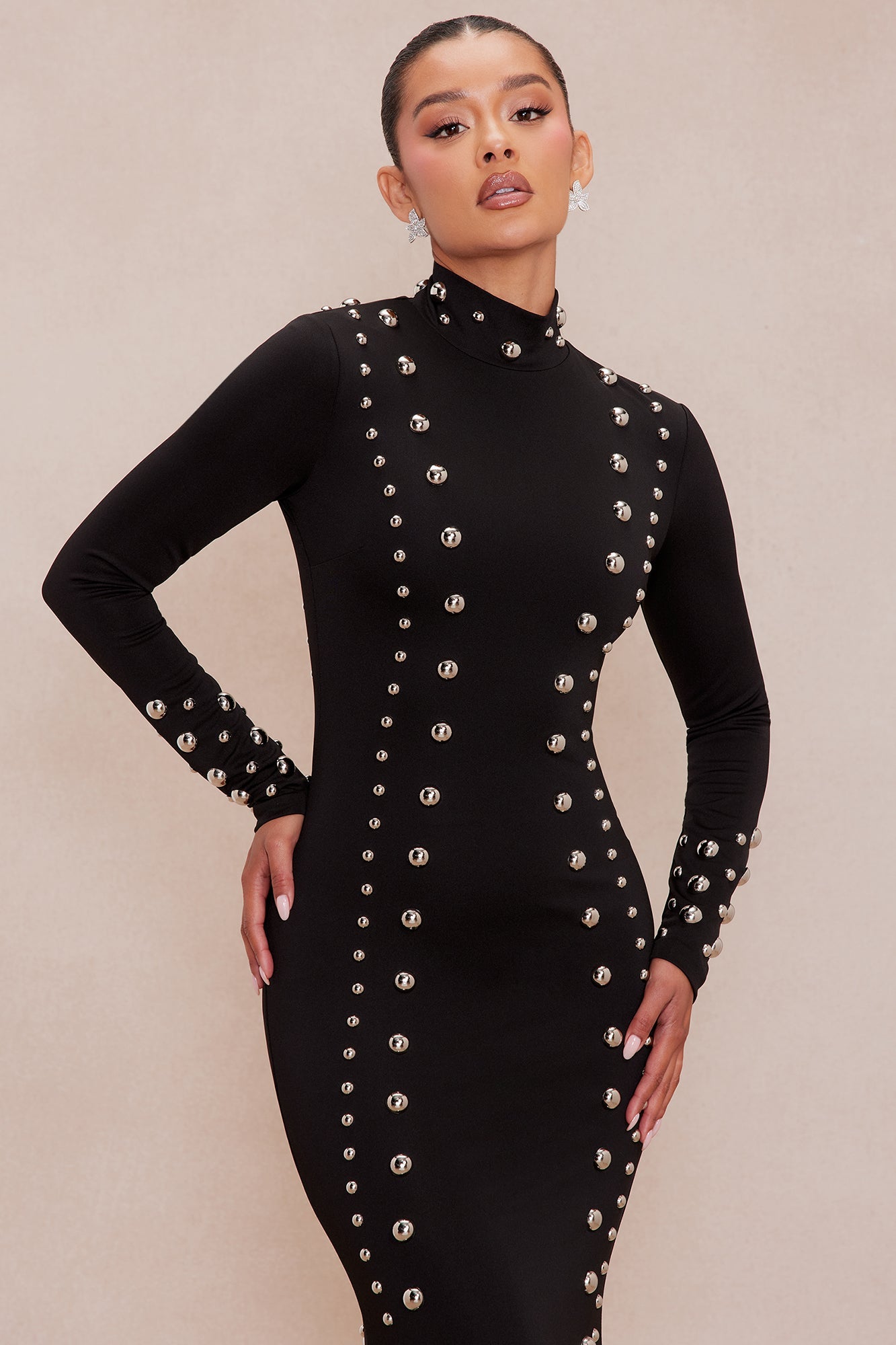 Vixen Studded Maxi Dress - Black