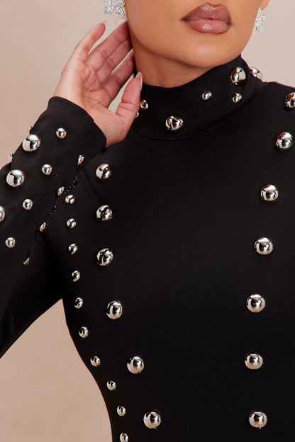 Vixen Studded Maxi Dress - Black