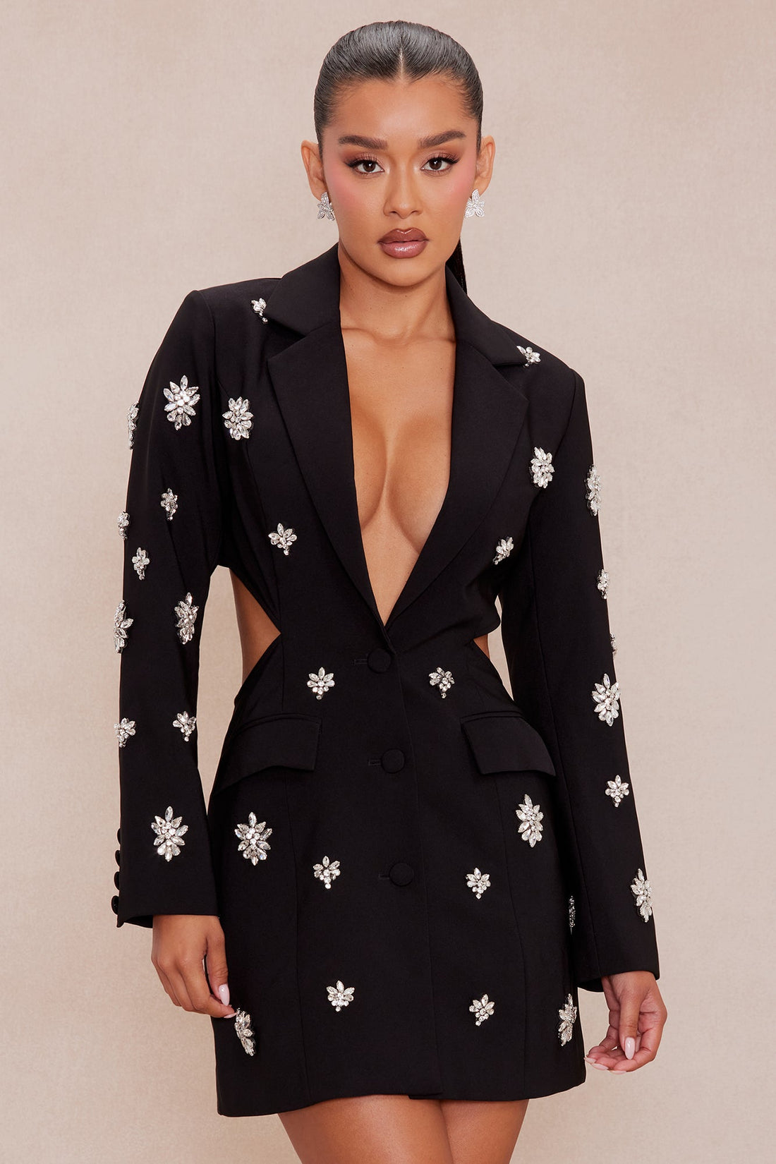 Verona Embellished Blazer Dress - Black