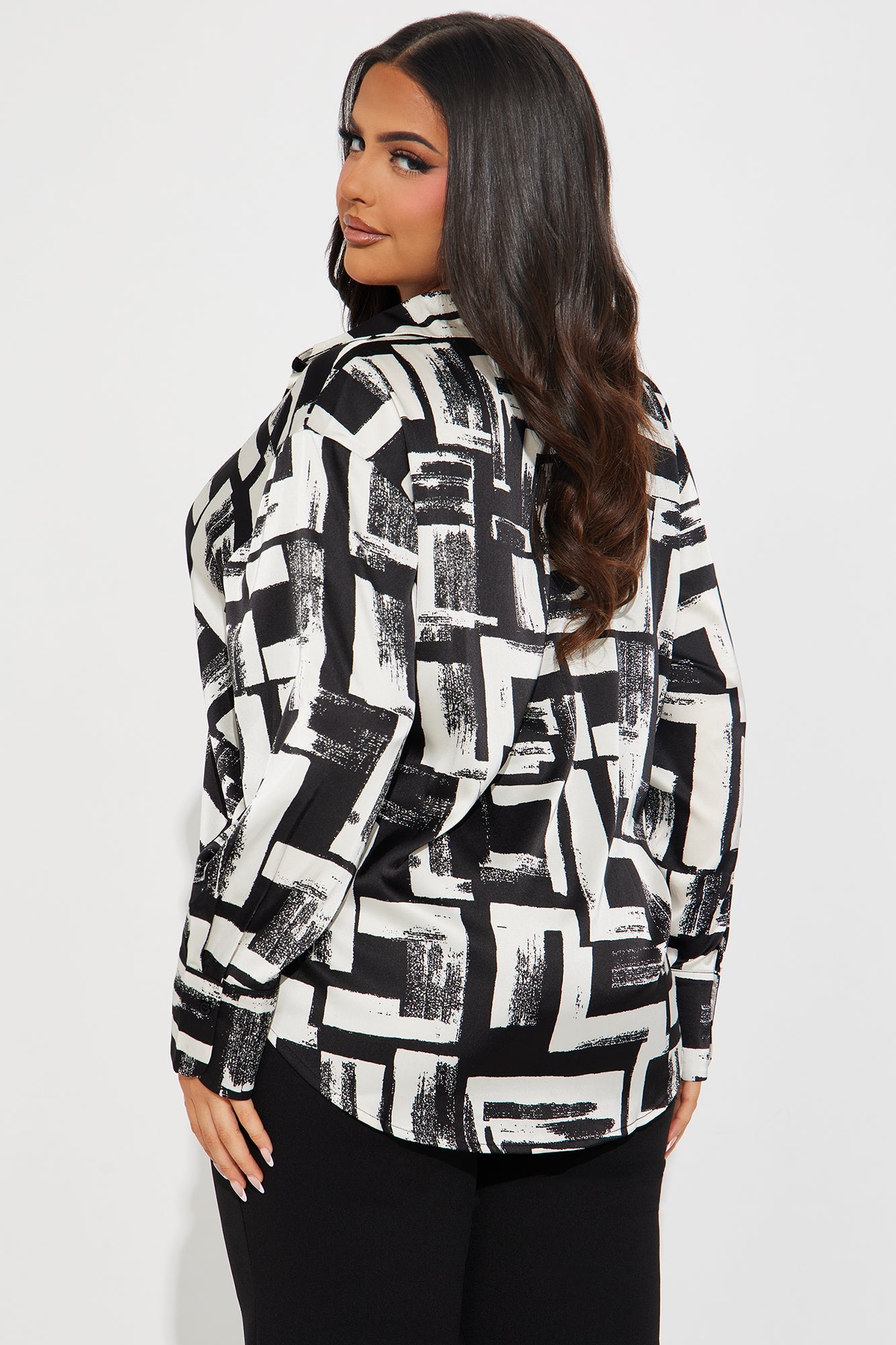Track Record Satin Printed Shirt - Black/White