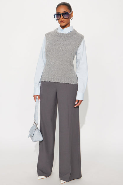 Beatrice Hardware Wide Leg Trouser Pant 33″ - Charcoal