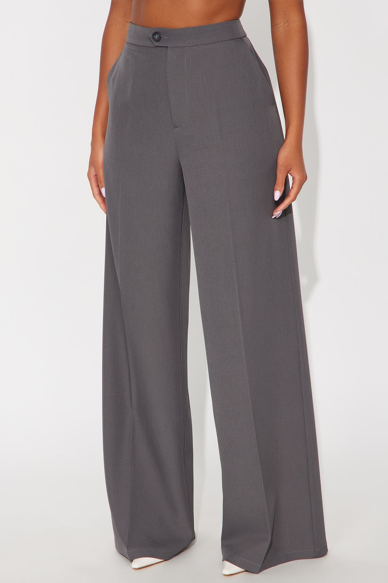 Beatrice Hardware Wide Leg Trouser Pant 33″ - Charcoal