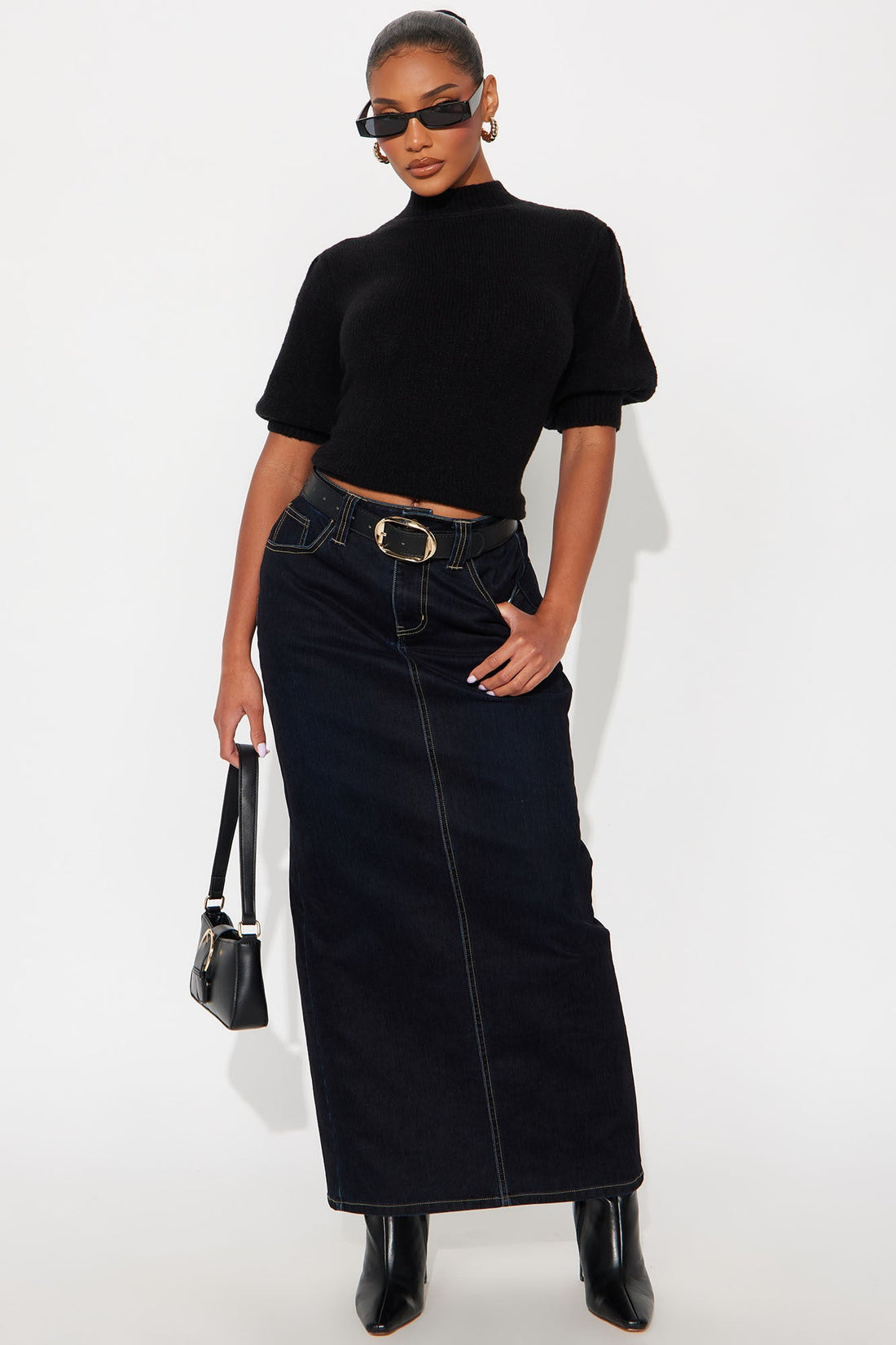 Sweet Sensation Mock Neck Sweater - Black
