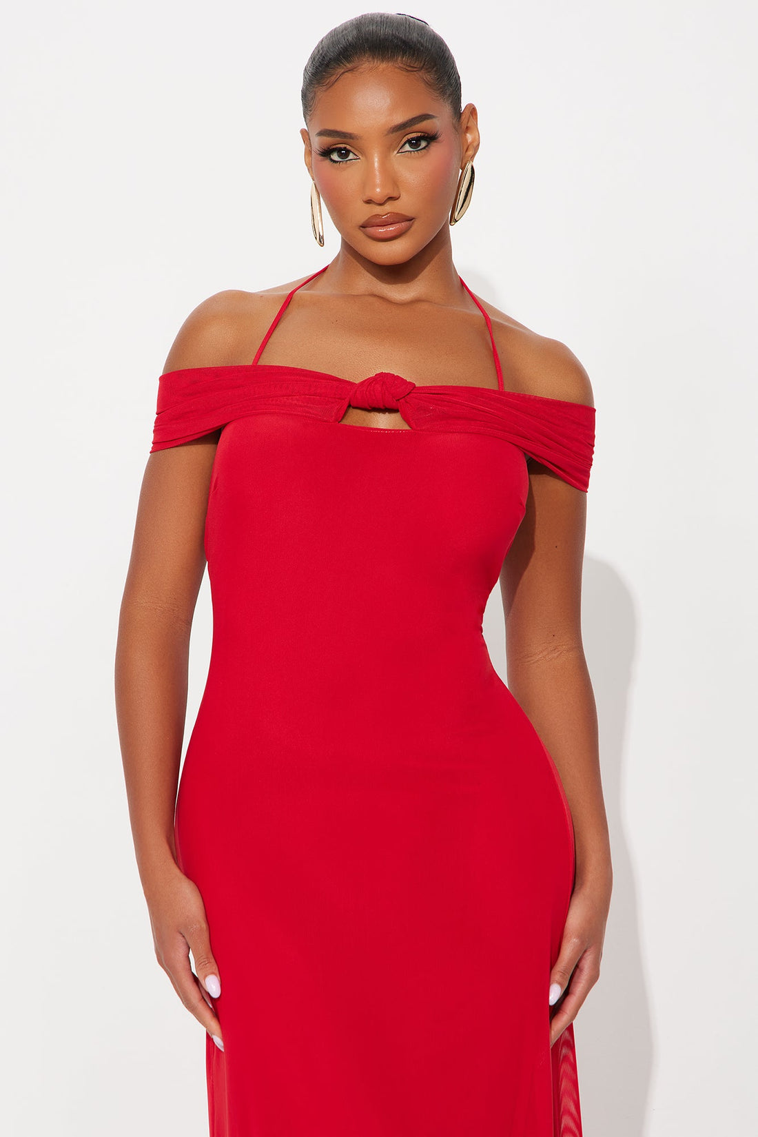 Sparrow Mesh Maxi Dress - Red