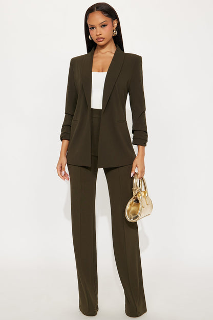 Tall Victoria High Waisted Dress Pants - Olive 1
