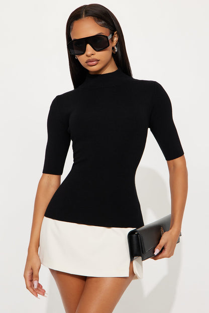 Calm Vibes Ribbed Sweater - Black
