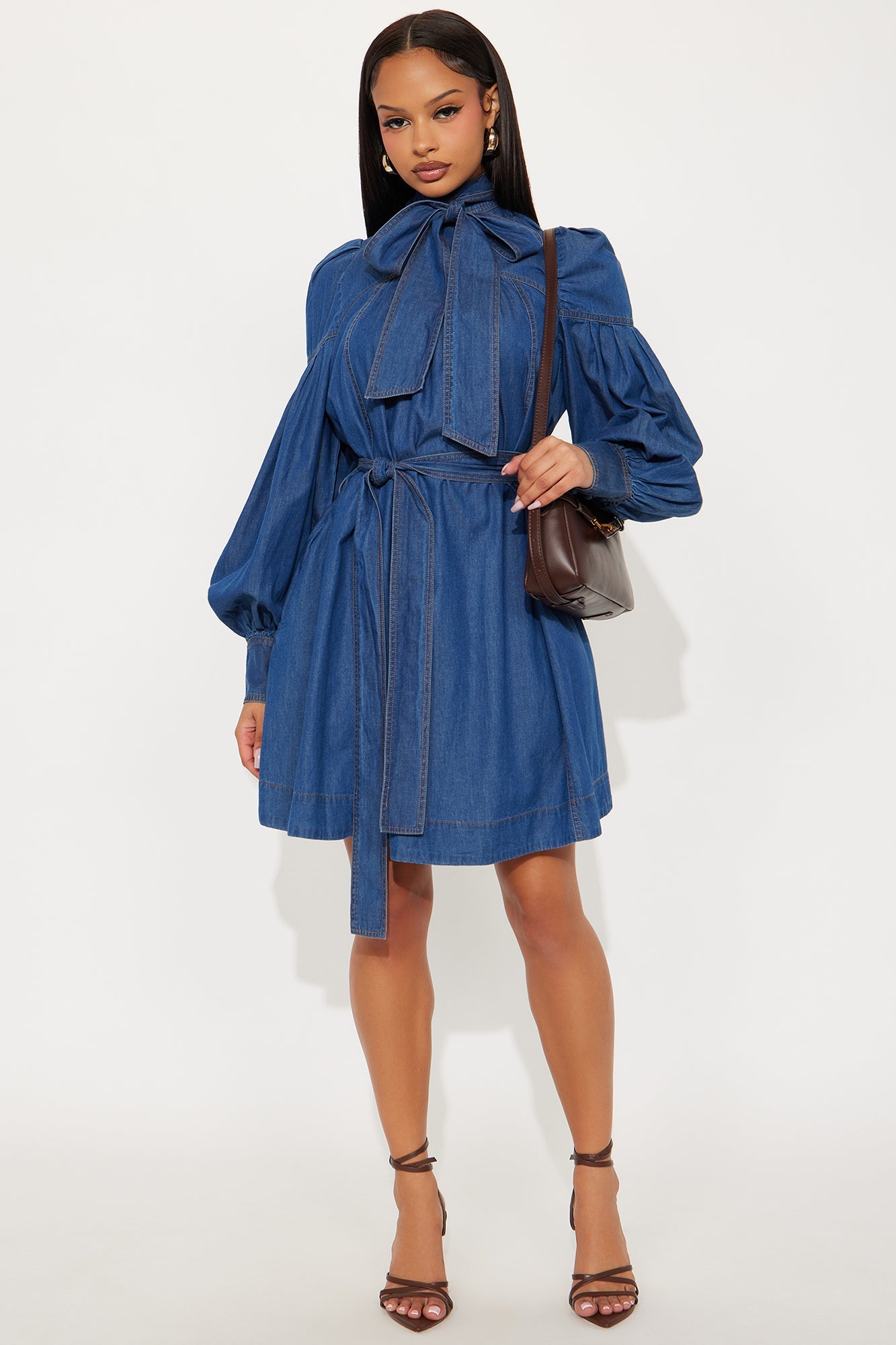 Bonnie Tie Denim Mini Dress - Denim