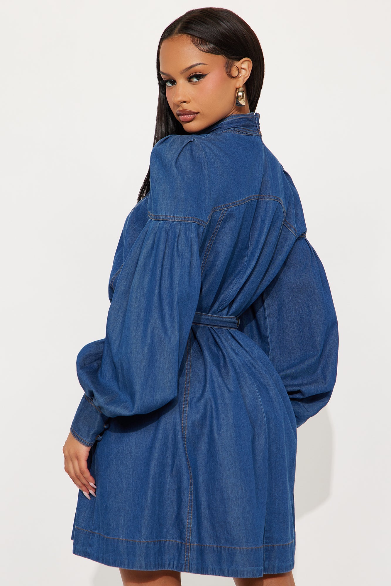 Bonnie Tie Denim Mini Dress - Denim