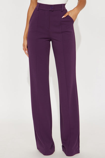 Tall Heidi Wide Leg Trouser Pant - Plum