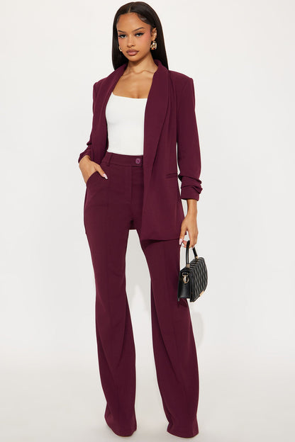 Tall Heidi Wide Leg Trouser Pant - Burgundy