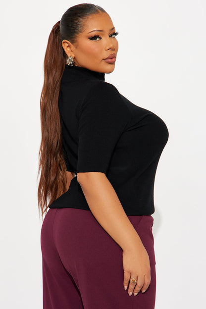 Calm Vibes Ribbed Sweater - Black