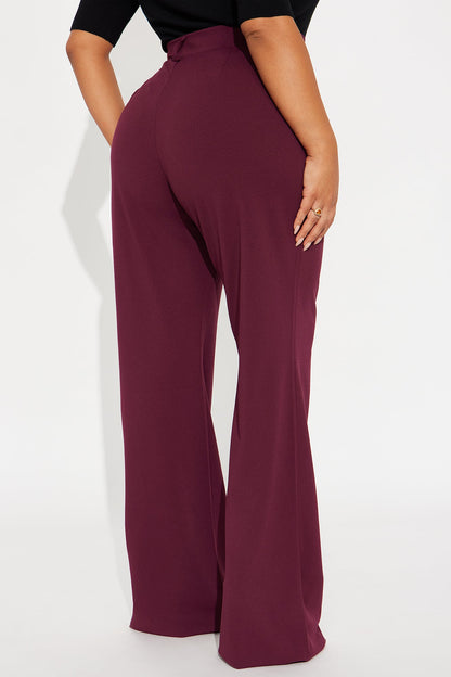 Tall Heidi Wide Leg Trouser Pant - Burgundy