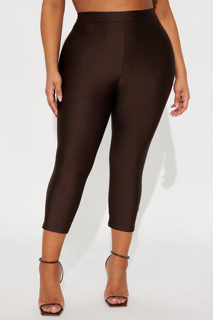 Nikole High Rise Tricot Capri Legging - Chocolate
