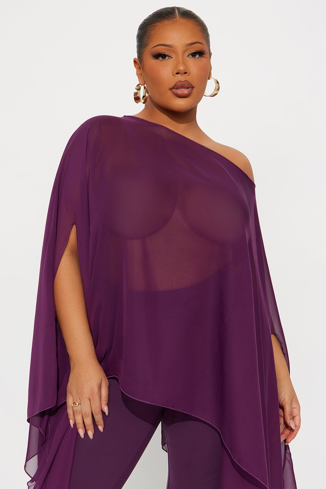 Get In Line Long Chiffon Kimono Top - Plum