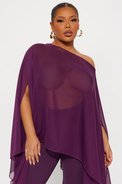 Get In Line Long Chiffon Kimono Top - Plum