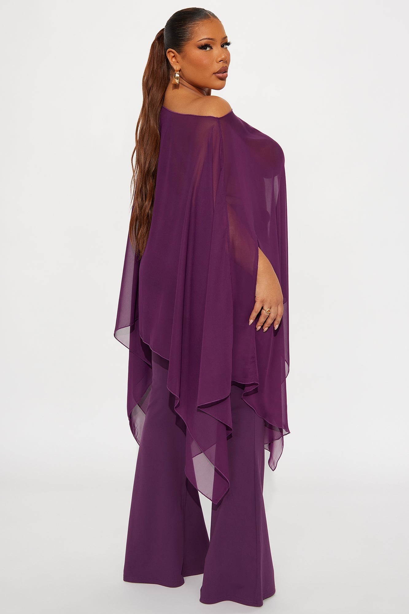Get In Line Long Chiffon Kimono Top - Plum