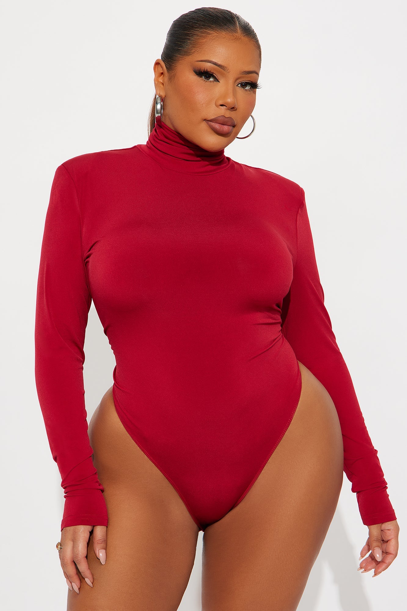 True Long Sleeve Turtle Neck Bodysuit - Red