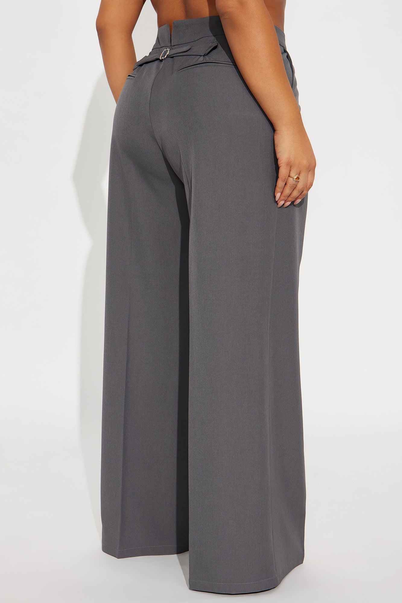 Beatrice Hardware Wide Leg Trouser Pant 33″ - Charcoal