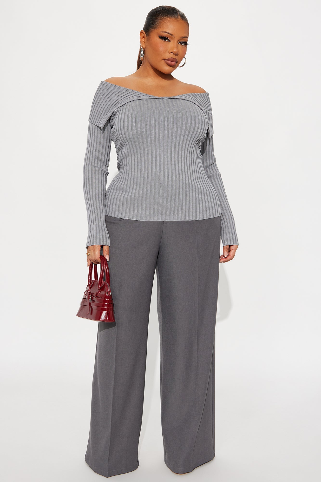 Give Me Attention Washed Sweater Top - Grey
