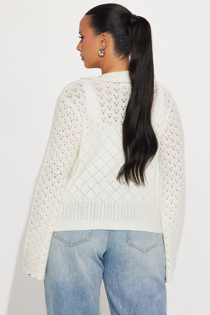 Not Interested Pointelle Cardigan - Off White