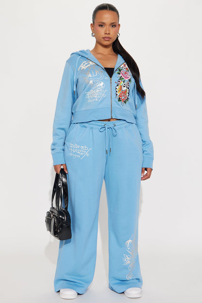 Ed Hardy Skull Haven Zip Up Hoodie - Light Blue