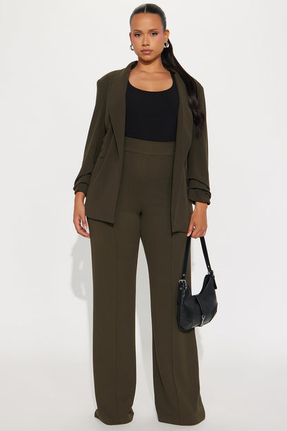 Tall Victoria High Waisted Dress Pants - Olive 1