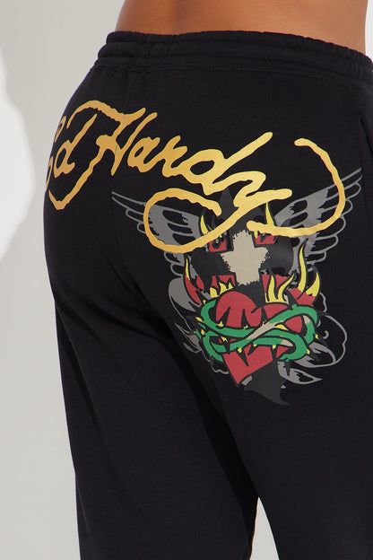 Ed Hardy Sacred Heart Jogger - Black